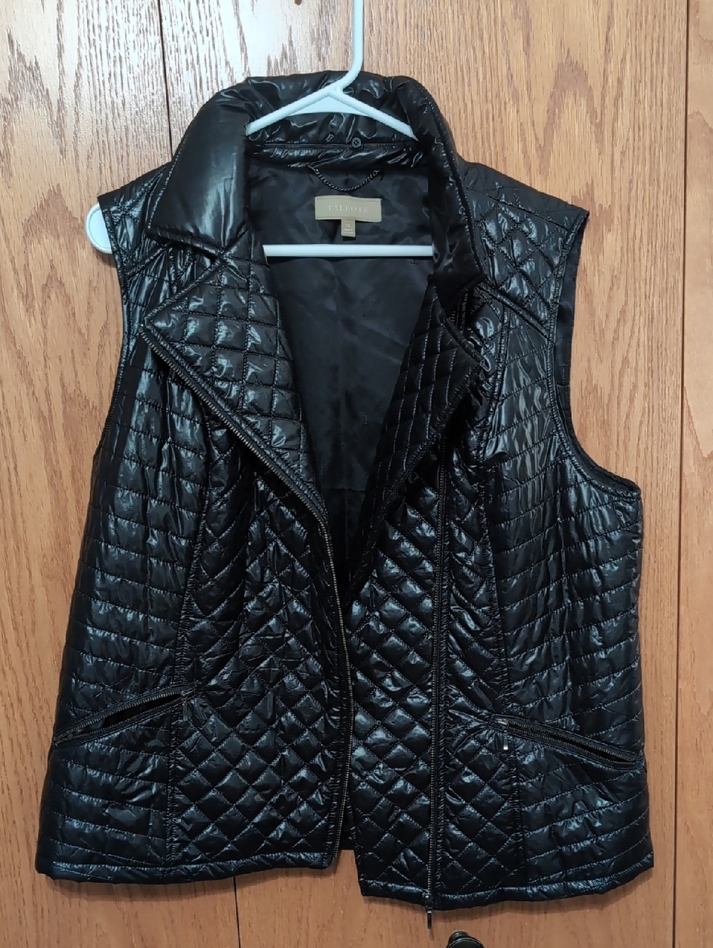 Talbots Quilted Black Vest with Stand Collar